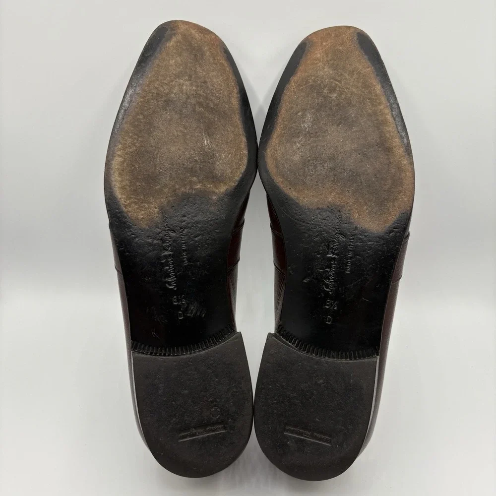 SALVATORE FERRAGAMO Studio Penny Loafer Mens Size 8.5 D Brown Leather Shoe Italy